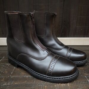 TuffRider Womens 7.5 Chocolate Brown Starter Front Zip Paddock Boots Riding‎ EUC